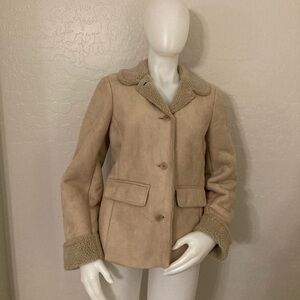 Lands’ End Faux Suede Sherpa Fleece Soft Barn Coat Small